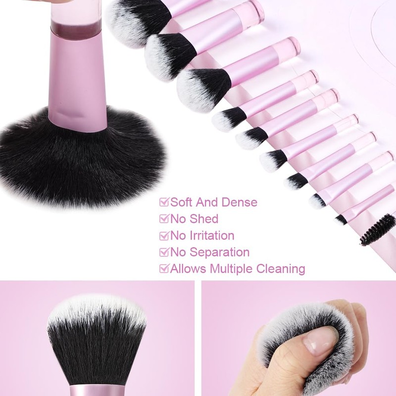 OFFCUP 10pcs Travel Makeup Brush Set, Mini Makeup Brushes With