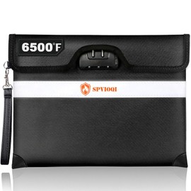 Bolsa de documentos ignífuga mejorada de 6500 °F con cerradura, bolsa de dinero a prueba de fuego para efectivo con cremallera/tira reflectante, 10 capas de materiales aislados térmicamente, bolsa ignífuga resistente al agua para documentos, bolsa de fuego