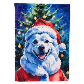 Caroline's Treasures American Eskimo Christmas House Flag Large Porch Sleeve Pole Decorative Outside Yard Banner Artwork Wall Hanging, Polyester, House Size, Multicolor