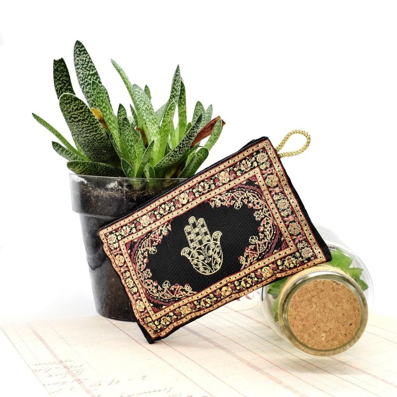 BDM Turkish Fabric Zip Wallet with Hand of Fatima -