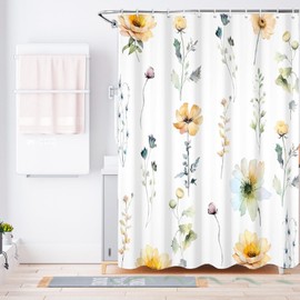 BSLINER Fabric Shower Curtain Liner with Hem Weighted Bottom, Hibiscus Flower Waterproof 12 Rust Resistant Grommets Hotel Quality, 72 x 72 Machine Washable