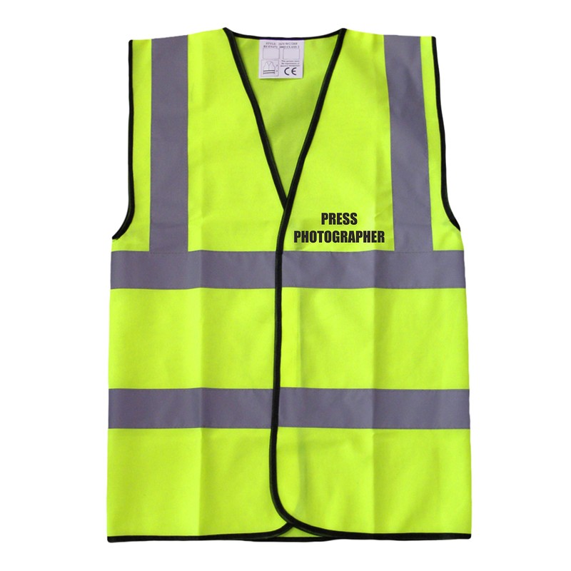 Yellow Hi Vis vest PRESS PHOTOGRAPHER Vest Waistcoat Safety Vest