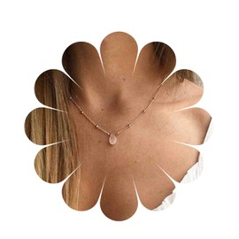 Cimenexe Bohemian Natural Moonstone Pendant Necklace Gold Satellite Choker Necklace Teardrop Moonstone Necklace Choker Birthstone Necklace Jewellery for Women and Girls, Metal, Moonstone