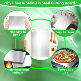 Titanium Cutting Board - Stainless Steel Cutting Board for Kitchen, Double-Sided Food Grade Cutting Board, Dishwasher Safe, Perfect for Home and Outdoor Camping Meal Prep.(11.81 * 7.87in)