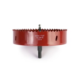 QWORK® Hole Saw 150 mm, HSS M42 Bi-Metal Hole Saw, with Hex Shank and Drill Bit for Aluminium, Iron and Wood