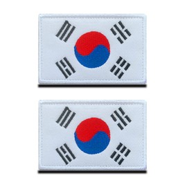 Pack of 2 Korea Flag Patch - Tactical Korean Emblem, Fabric Patch with Closure, Military Fabric Bands Patch for Backpacks Clothing Bags Uniform Vest Jersey