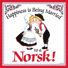 Norwegian Gift Magnet Tile (Happiness Married to Norsk)