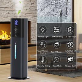 Humidifiers Large Room Bedroom with 7 Colors Light, 2.1Gal(8L) 3 Speed Quiet Ultrasonic Cool Mist Humidifier with 360° Nozzle, Humidity Setting, Timer,Aroma Box for Home Plant Baby Yoga Sleep (Blue)