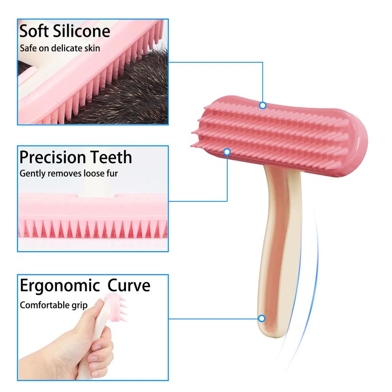 Oxiros 2 Pack Chinchilla Grooming Brush, Soft Silicone Pet De-Shedding