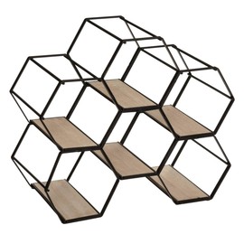 Atmosphera - Bottle Holder - 6 Bottles Arty - Metal and Wood - Black - 26 x 29-5 cm - Black