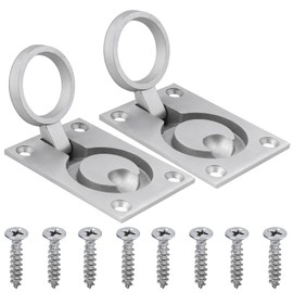 Bestgle Inlet Handle Floor Lifter Stainless Steel Flush Hatch Loose Hidden Handle of Cabinet Hatch Lockers 2 Pieces Pull Ring Furniture Handle Box Handle with 8 Screws for Boat Marine Yacht 62 x 44 mm