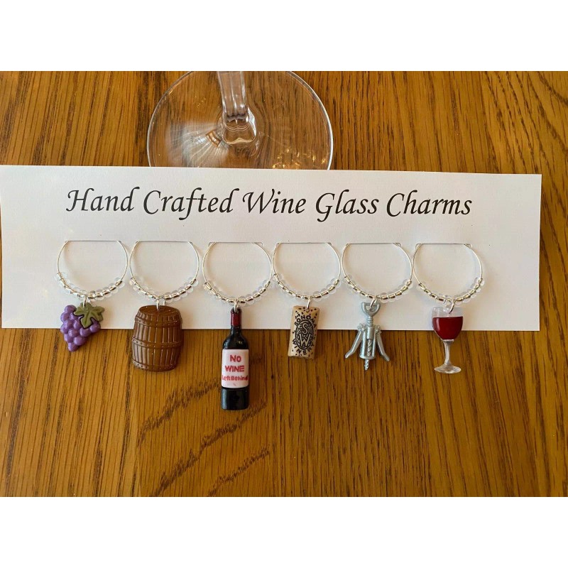 hand crafted " WINE THEMED" SET OF 6 Hand Crafted