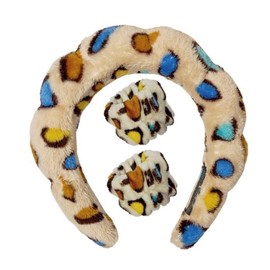 IEBTAWN 3Er-Set Buntes Haarband Und Armbänder, Multifunktionale Stirnbänder Für Hautpflege, Reinigung Und Dusche, Weiche Wolle Und Handtuchmaterial