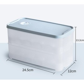 Stackable Egg Box for Fridge and Transport, 20 Eggs, 2 Layers, 24.5 x 13.2 x 12 cm, Plastic with Lid, Dishwasher Safe