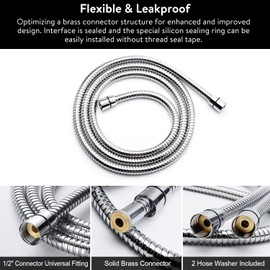 AquaYouth Shower Hose & Holder for Handhelds, 79" Extra Long Shower Hose, Built-in Explosion-Proof Braided Mesh Anti-leakage, 304 Stainless Steel Chrome Plated, with Shower Head Holder (chrome)