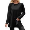 Cicy Bell Womens Long Sleeve Tunic Tops Side Slit Crew