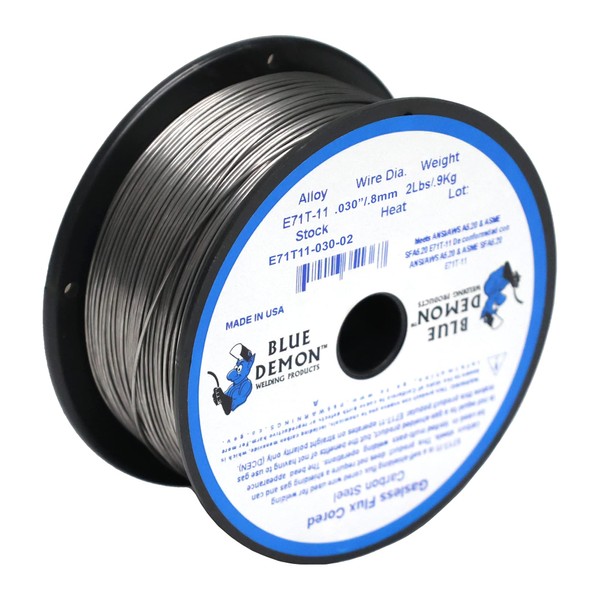 Blue Demon E71T-11 X .030 X 2LB Spool gasless flux core welding wire, 0.03, Silver