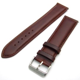 Sorrento Italian Padded Calf Leather XL Extra Long Watch Strap Band - Brown, 22mm with Chrome (Silver Colour) Buckle