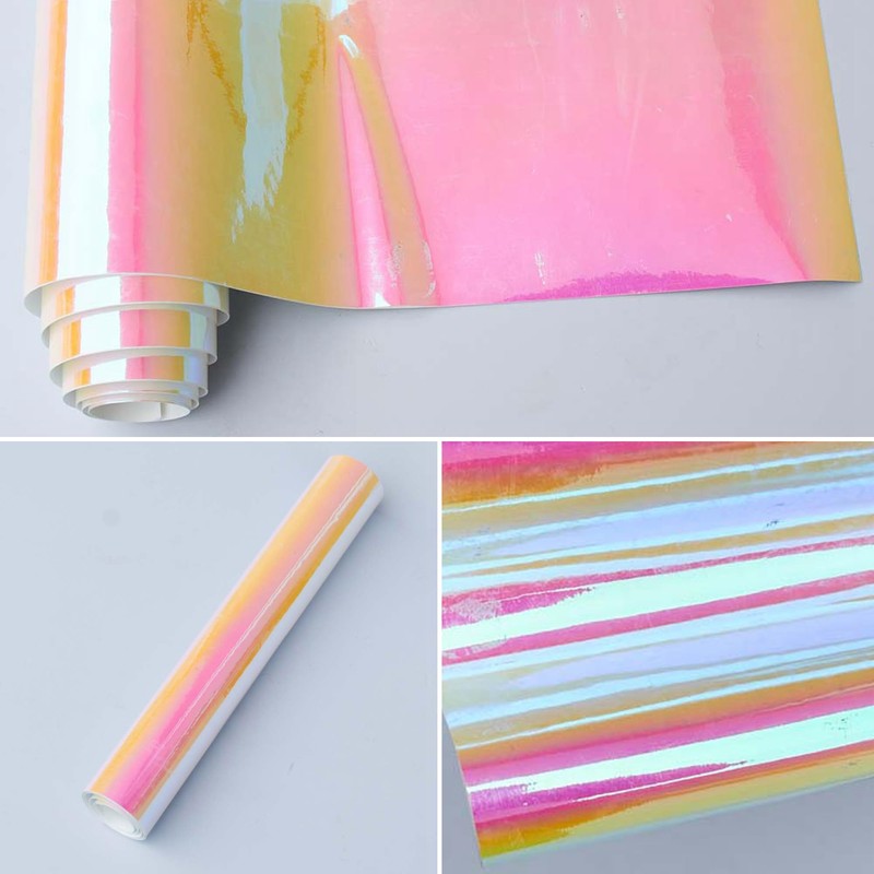 AuMoHall Holographic Rainbow Pink Car Vinyl Wrap Chameleon Color Change