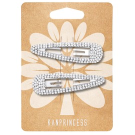 KANPRINCESS 2Pcs 2.4Inch Rhinestone Hair Clips,Snap Hair Clips,Silver Hair Clips,Rhinestone Hair Accessories, Hair Barrettes for Women Girls Bridal,Wedding,Party,Prom(Silver)