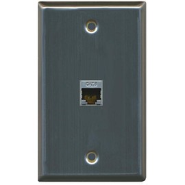 RiteAV - 1 Port Cat6 Shielded Female-Female Wall Plate - Stainless Steel/Gray