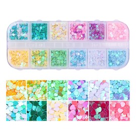 Heart Nail Sequins,Fingernail Shine Decoration - Decorative Heart-Shape Nail Glitter Sequins for Costume, Date, Gathering, Festival, Wedding