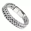 Collezioni&Co. Mens Solid Stainless Steel Braid Double Franco Chevron 8.5"
