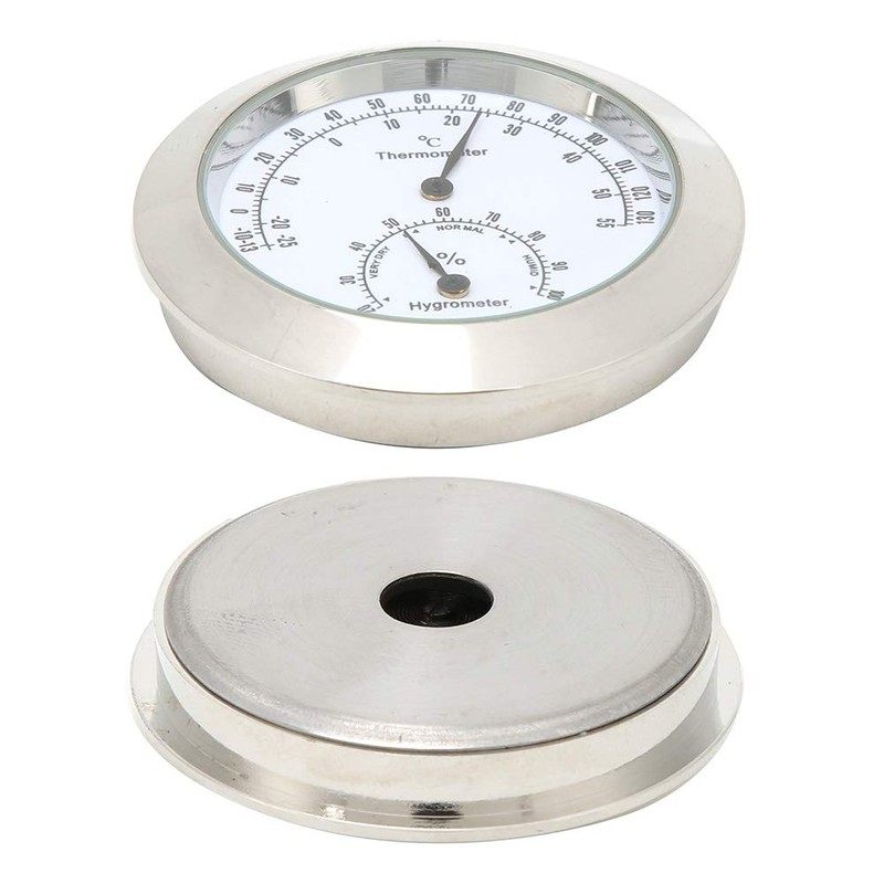 Round Hygrometer, Portable Exquisite Hygrometer, for Guitar Violin(Silver, 12)