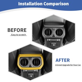 RT-TCZ Rear Back Seat Air Vents Decor Trim Cover Air Condition Vent Cover ABS Panel Trim Frame Bezel for Jeep Wrangler 2018-2022 JL JLU Gladiator JT Sport X Sahara Rubicon Yellow