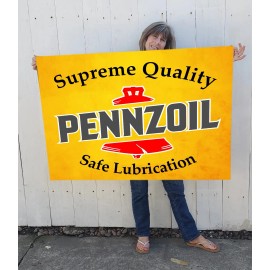 Pennzoil Big Pennzoil Banner - Repro 48" x 33" old Vintage look  Gas Guys/ Man Cave decor