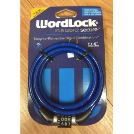 WordLock 4' x .32" Blue Flexible Steel Cable Word Combination Bicycle Lock (NWT)