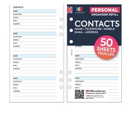 NBplanner Personal Contacts Name, email, Address Organiser Refill Planner Insert Filofax Compatible English (Contacts)