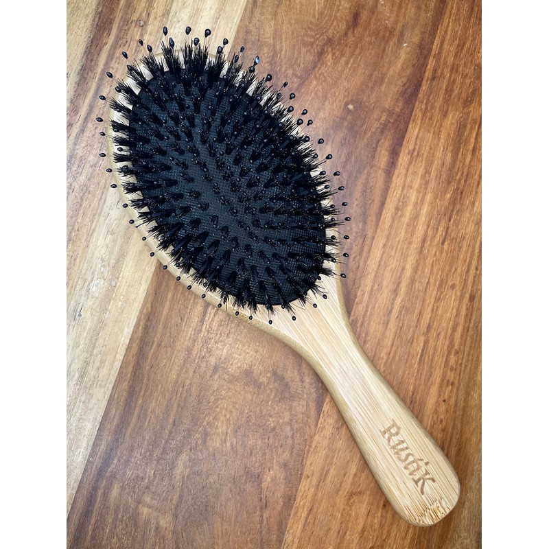 Boar Bristle Oval Hair Brush by RustiK, Eco Friendly, Detangling,