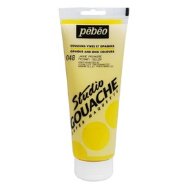 Studio Gouache Pebeo Fluid Paint - 220 ml, Primary Yellow, Velvet Matte Formula, for Acrylic Painting and Illustration, Arts and Crafts Supplies