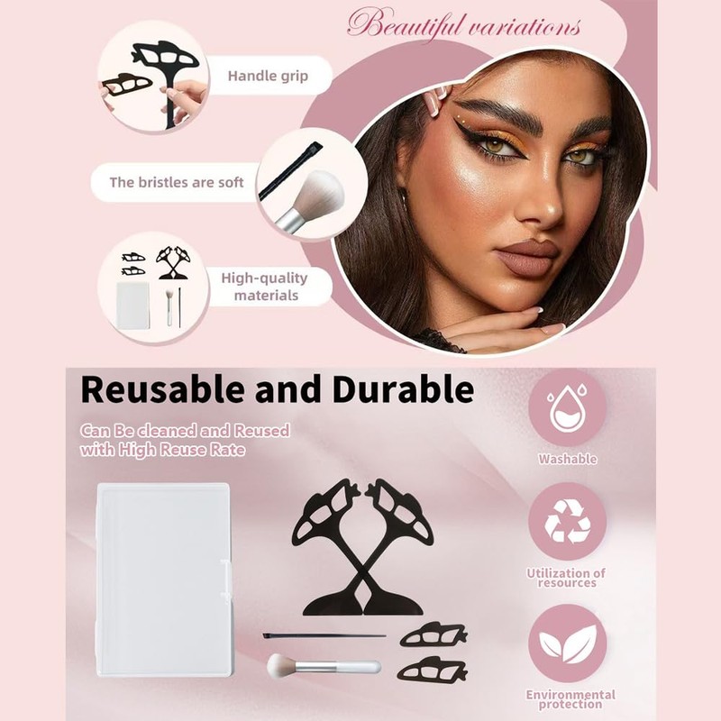 XFSRG Eyetour Eyeshadow Tool Set, Reusable Eyeshadow Stencil, Eyeliner Stencil,
