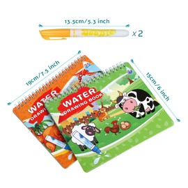 Kesote 2 Colouring Book Water Children's Doodle Book Animal Dinosaur with Magic Pens Educational Toy Gift Party Bag