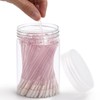 Tbestmax 100 Pcs Disposable Lip Brush with Container, Crystal Pink