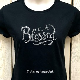 Elegant Blessed Bling Iron On Rhinestone Crystal T-Shirt Transfer by JCS Rhinestones
