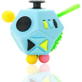 Fidget Toys,ADHD Fidget Toys,Autism Fidget Toy,12 Side Cube Toys Stress Relief,Anti Anxiety,Focus,Boredom for Kids and Adults (Blue / B3) - Color: Black