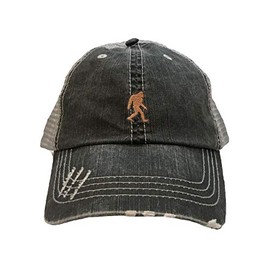 Go All Out One Size Black/Grey Adult Bigfoot Sasquatch Embroidered Distressed Trucker Cap