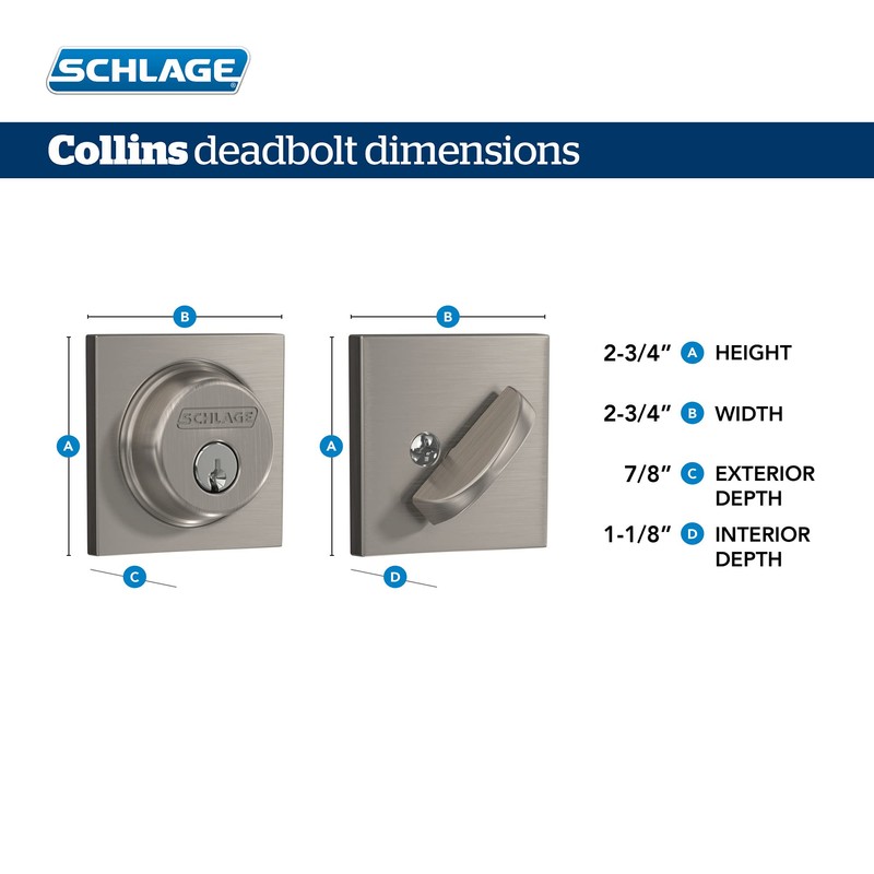 Schlage FB55N G LAT 622 COL Single Cylinder Deadbolt and
