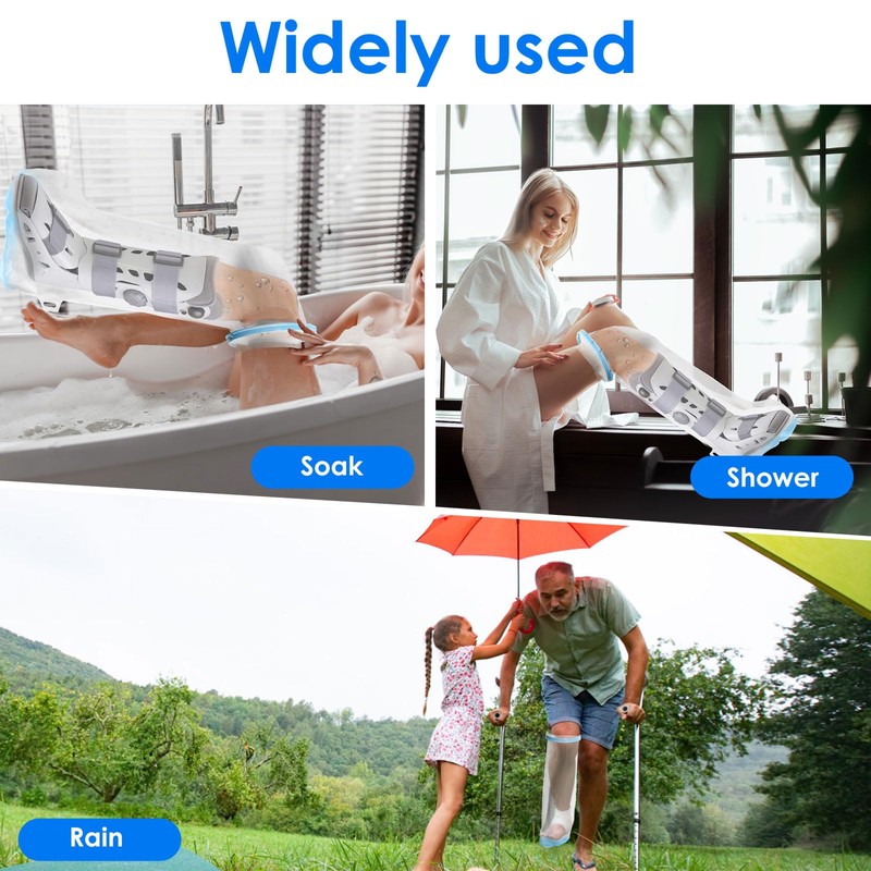 Waterproof Adult Leg Cast Cover for Showering, Reusable Leg Cast