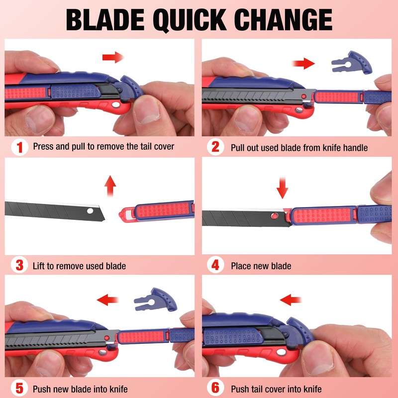 WORKPRO 2-In-1 Safety Utility Knife Retractable Snap-off blade, Metal Box