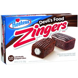 HOSTESS Devil's Food ZINGERS, Chocolate Snack Cakes, 1 Count Bags (60 Pack)
