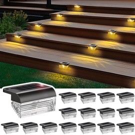 Srtyuo Solar Fence Lights Outdoor - 16 Pack Fence Light Solar Powered, IP55 Waterproof Setp Lights Outdoor for Deck, Outside Step, Patio, Yard, Backyard, Garden