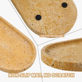 Koville Turkish Natural Travertine Tray, 12"x6" Vanity Decorative Marble Tray Wabi Sabi Decor for Home, Countertop Organizer, Catchall Tray for Perfume, Candles, Jewelry Dish Tray