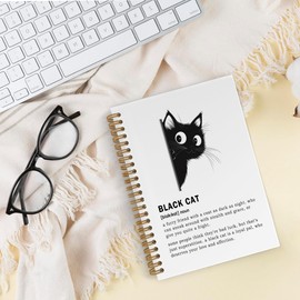 QLMX Black Cat Spiral Notebook, Black Cat Gifts Journal Notebook, Cute Cats Notebooks for School Work, Funny Cats Lovers Office Supplies Gifts for Women Men, 5.5x8.3 Inch