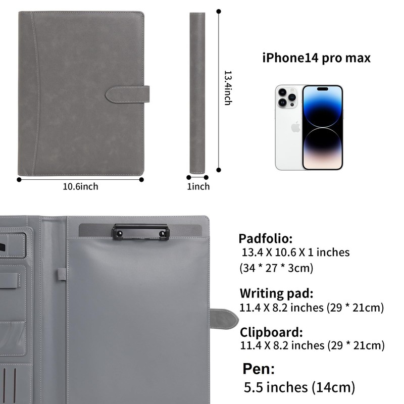 Wason Portfolio Padfolio A4 Leather Holder File Document Case with