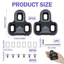 Bike Cleats Compatible with KEO Pedal System, Cycling Cleats for Road Shoes, Indoor/Outdoor Anti-Slip TPU Surface, Lightweight Durable Cycling Shoe Cleats for Spin Classes & Road Cycling Black