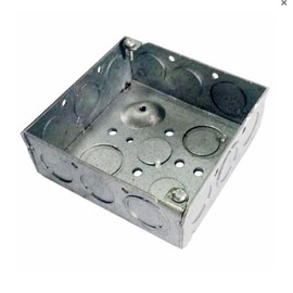 4 inch Square Electrical Box, 1-1/2 inch Deep with Ten 1/2 inch KO and Six 3/4 inch KO's, Raised Ground BE-189 (1 Pack)